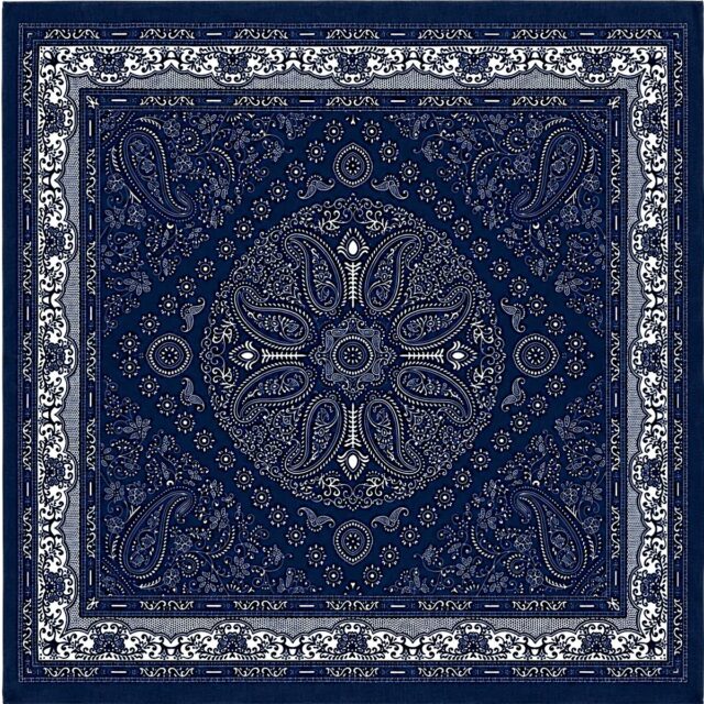 Foulard carré bleu marine 68 x 68 cm en viscose à motifs blancs