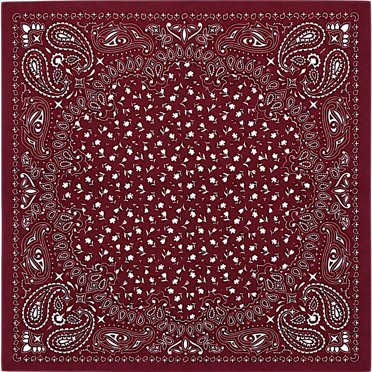 Foulard carré rouge foncé et blanc 68 cm en viscose à motifs