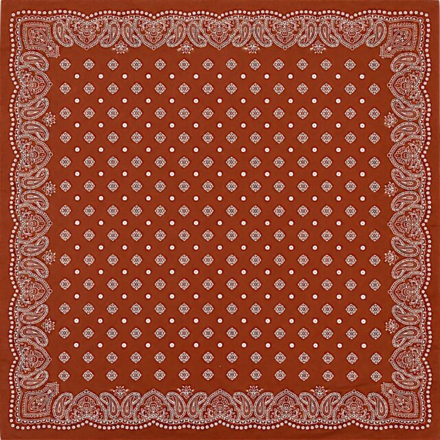 Foulard carré terracotta 68 x 68 cm en viscose à motifs blancs